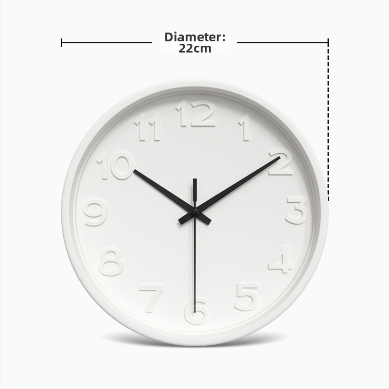 Стенно часовник – кръгъл пластмасов циферблат, батерийно захранване, електронно движение 8878W, показване с ръце и цифри, печат на лого