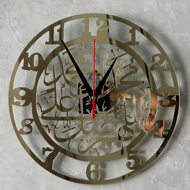 YUDA Awen стенен часовник - кръгъл акрилен корпус, циферблат от органично стъкло, акрилно огледало, батерийно захранване, движение на секундите със сканиране