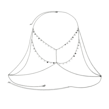 Колие с ключична верижка, многослоено, висулка от сплав, електроплатиране