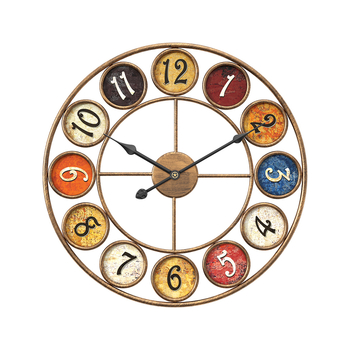 Boyeda antik kruhové kovové nástenné hodiny, pohyb s hladkou sekundovou ručičkou, napájanie batériou, 24-hodinové zobrazenie