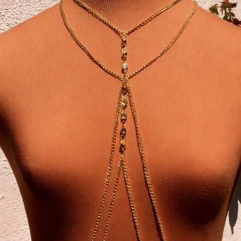 Геометричен гръден синджир — сплав, бял кристал, диамантена обработка, женски стил