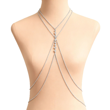 Геометричен гръден синджир — сплав, бял кристал, диамантена обработка, женски стил