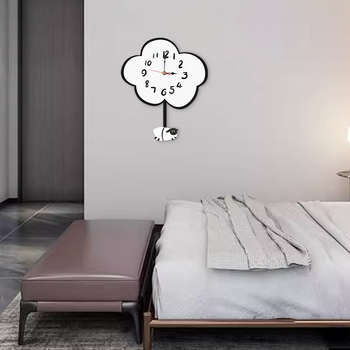 Стенно часовник W-222, карикатурен стил, аналогов циферблат с LED дисплей, корпус от акрил и циферблат от органично стъкло, едностранен, батерийно захранване, декоративен часовник със световно време