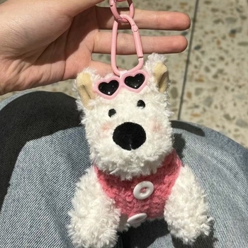 Уест Хайлънд териер плюшено кученце за чанта – ключодържател, къс плюш, PP памук за пълнеж