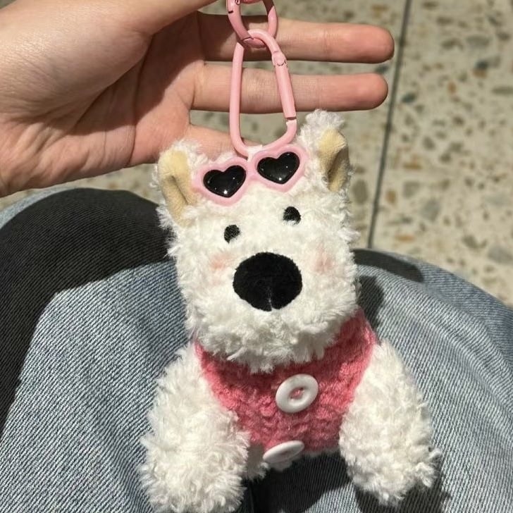 Уест Хайлънд териер плюшено кученце за чанта – ключодържател, къс плюш, PP памук за пълнеж