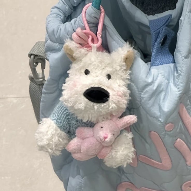 Уест Хайлънд териер плюшено кученце за чанта – ключодържател, къс плюш, PP памук за пълнеж