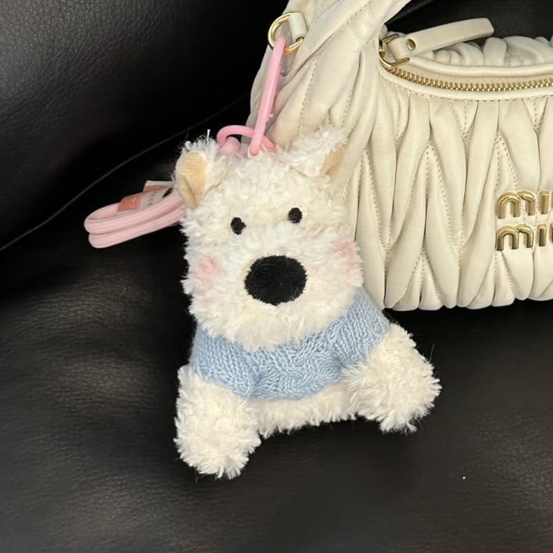 Уест Хайлънд териер плюшено кученце за чанта – ключодържател, къс плюш, PP памук за пълнеж