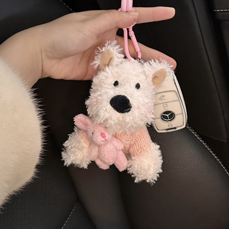 Уест Хайлънд териер плюшено кученце за чанта – ключодържател, къс плюш, PP памук за пълнеж