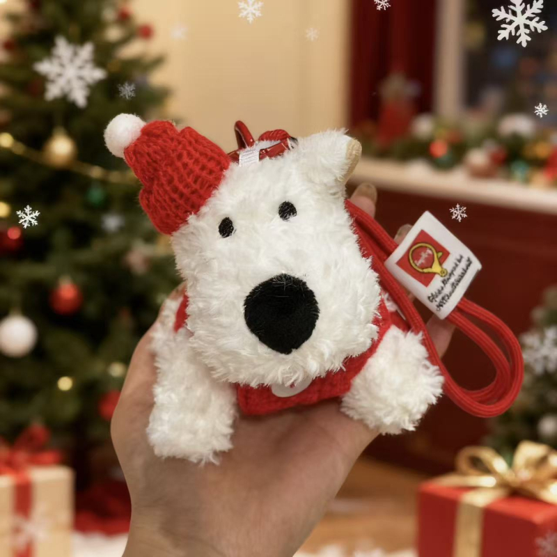 Уест Хайлънд териер плюшено кученце за чанта – ключодържател, къс плюш, PP памук за пълнеж