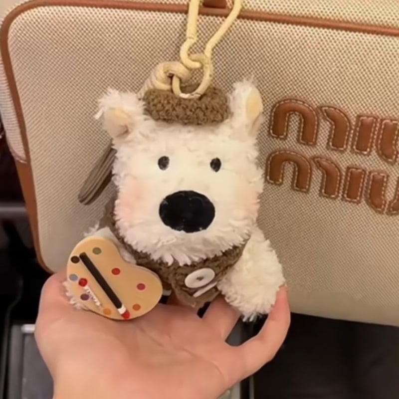 Уест Хайлънд териер плюшено кученце за чанта – ключодържател, къс плюш, PP памук за пълнеж