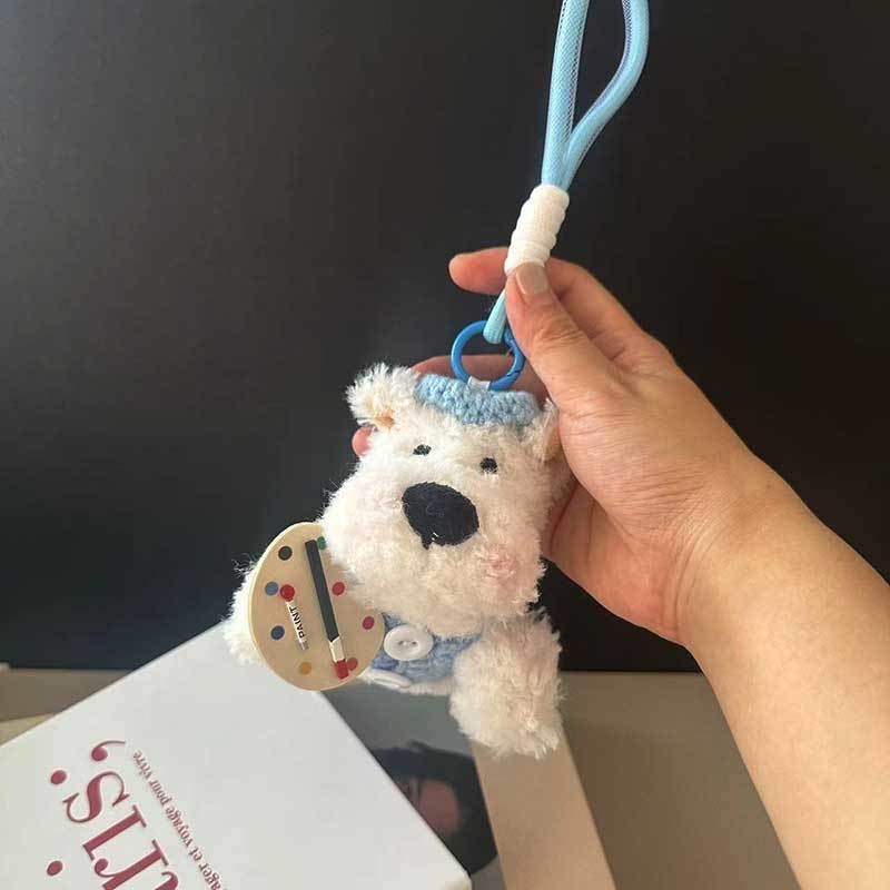 Уест Хайлънд териер плюшено кученце за чанта – ключодържател, къс плюш, PP памук за пълнеж