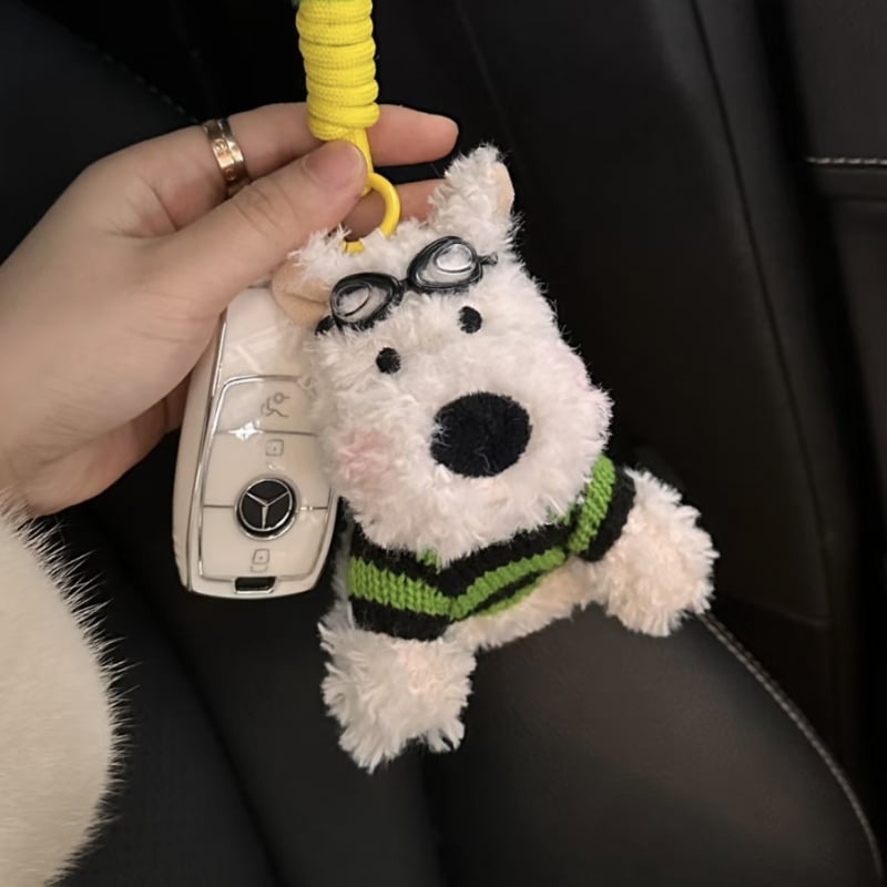 Уест Хайлънд териер плюшено кученце за чанта – ключодържател, къс плюш, PP памук за пълнеж