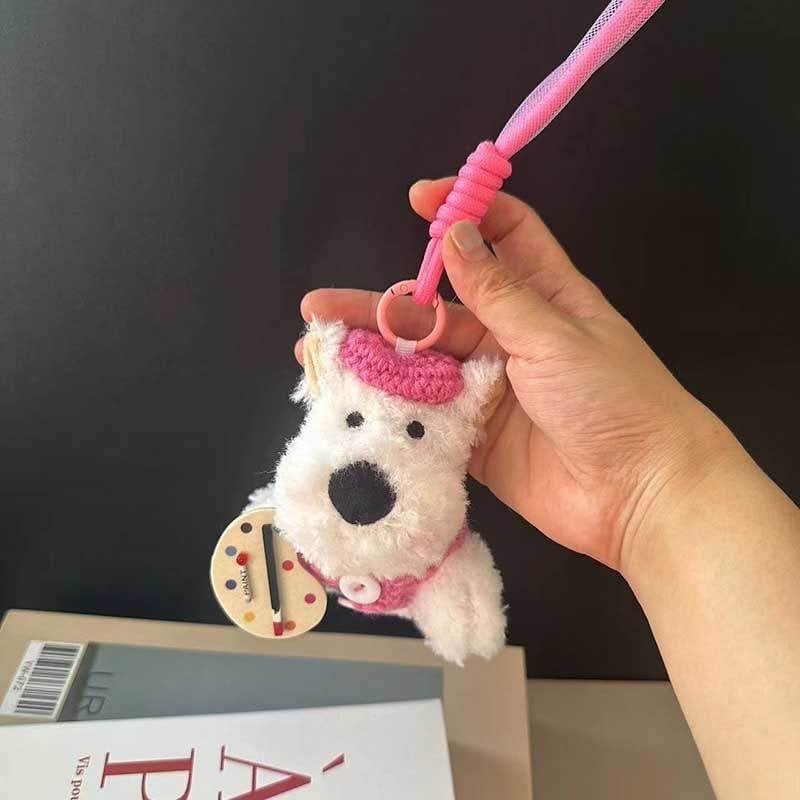 Уест Хайлънд териер плюшено кученце за чанта – ключодържател, къс плюш, PP памук за пълнеж