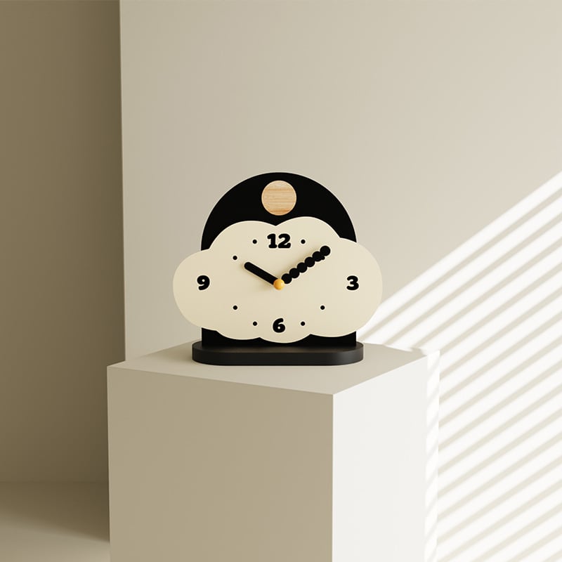 Настолен часовник в скандинавски стил, кожен циферблат, кварцов механизъм, батерия, аналогов дисплей, за хол, спалня и кабинет