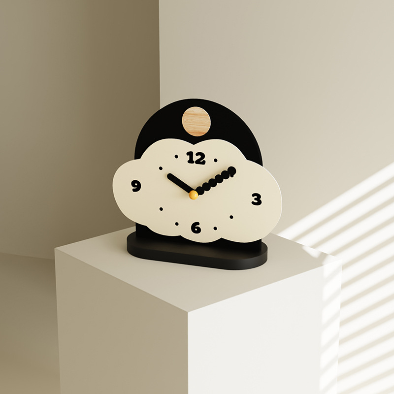 Настолен часовник в скандинавски стил, кожен циферблат, кварцов механизъм, батерия, аналогов дисплей, за хол, спалня и кабинет