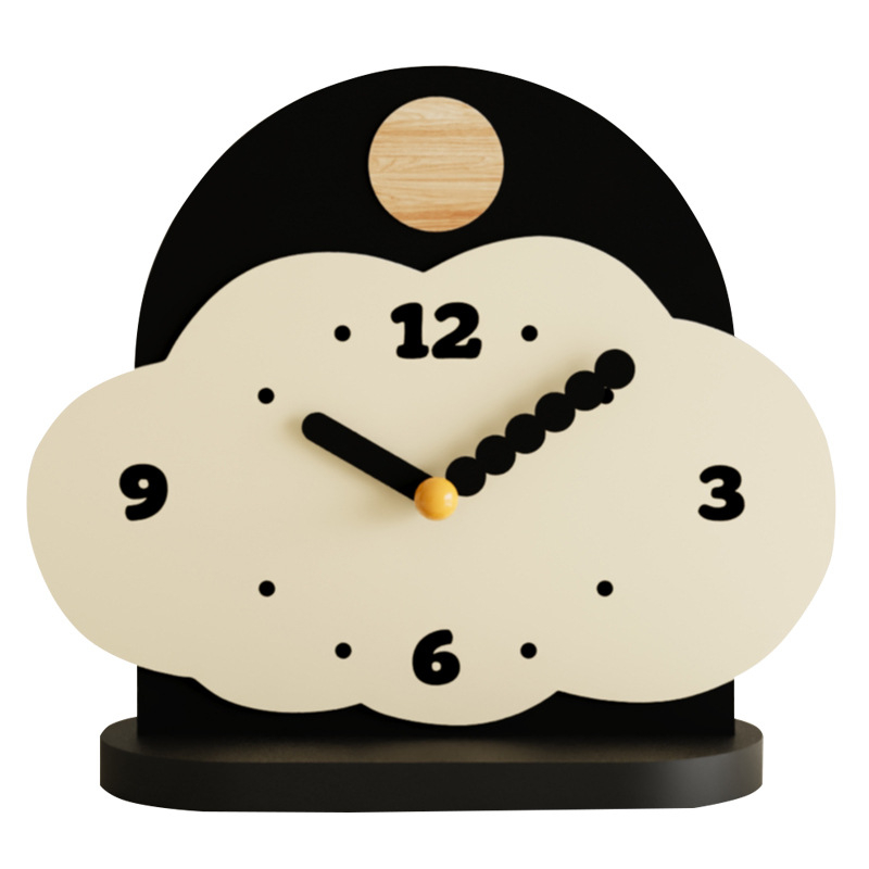 Настолен часовник в скандинавски стил, кожен циферблат, кварцов механизъм, батерия, аналогов дисплей, за хол, спалня и кабинет