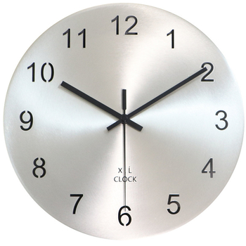 Кръгъл стенен часовник от неръждаема стомана — батерийно захранване, движение с плавен ход на секундата, механизъм Overlord, метален корпус, подходящ за всекидневна, спалня, кабинет, ресторант и антре