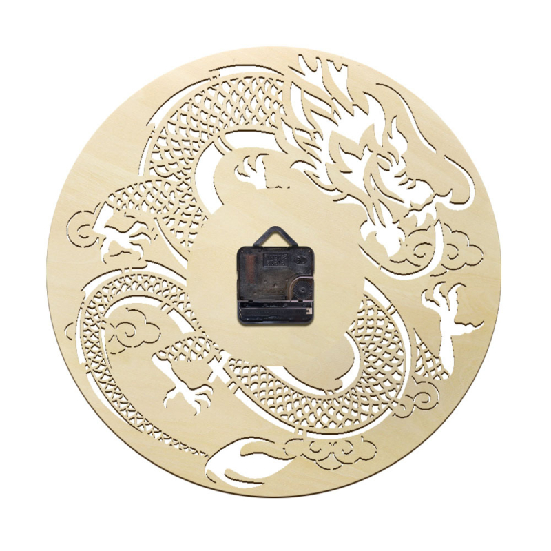 Стенен дървен часовник, кръгъл дизайн, едностранен (кварцов механизъм, батериен, 24-часово показване)