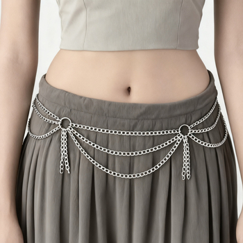 Колан за талия от метални вериги – многослойни вериги, универсален стил, метал, множество кръгли халки, за жена