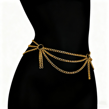 Колан за талия от метални вериги – многослойни вериги, универсален стил, метал, множество кръгли халки, за жена