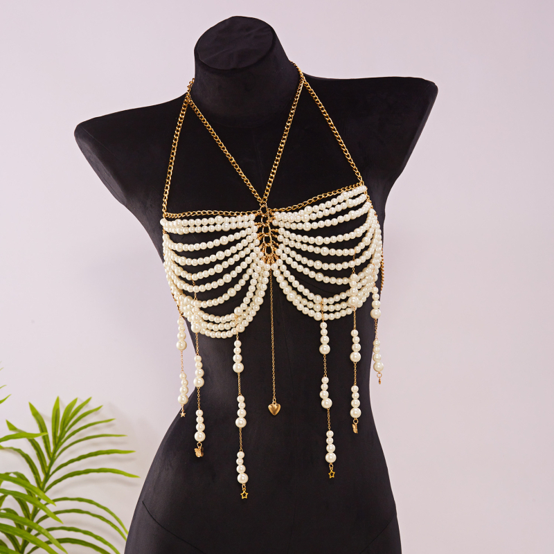 Lan xiu Перлена сърдечна гръдна верижка, ръчна изработка