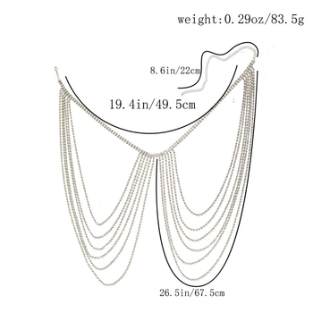 Женски многослоен презрамков синджир с пискюли и кристали