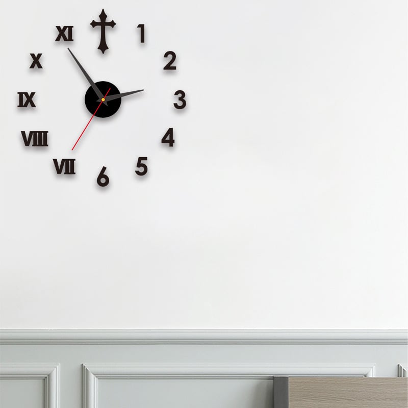 Стенен часовник, кръгъл, пластмасов корпус, батерийно захранване, тих ход с плавно движение на секундите, циферблат със стрелки и цифри, едностранен, дебелина 15 мм или повече