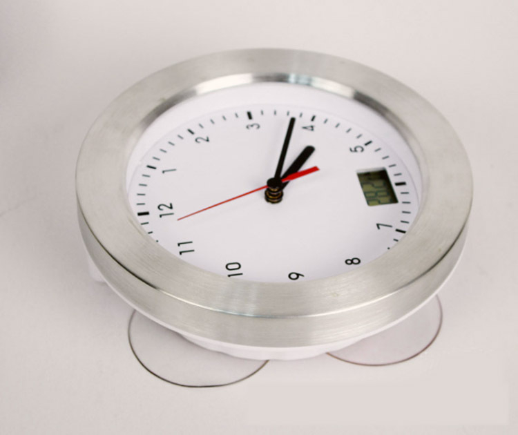 Стенен часовник MX2005, плавно движение, LCD дисплей, термометър и водоустойчив за баня