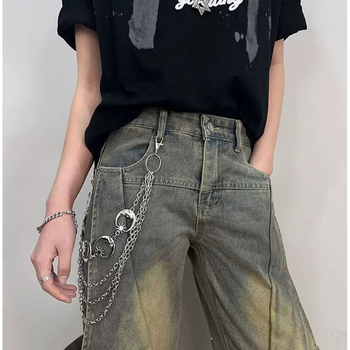 Метален колан за талия/тяло с луна-геометричен многопластов дизайн, унисекс, двойни халки, дължина 60–80 см, ширина 1 мм