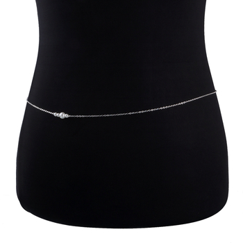 Метален пояс за талия с перли и body chain за тяло, за жени, дължина 60–80 cm