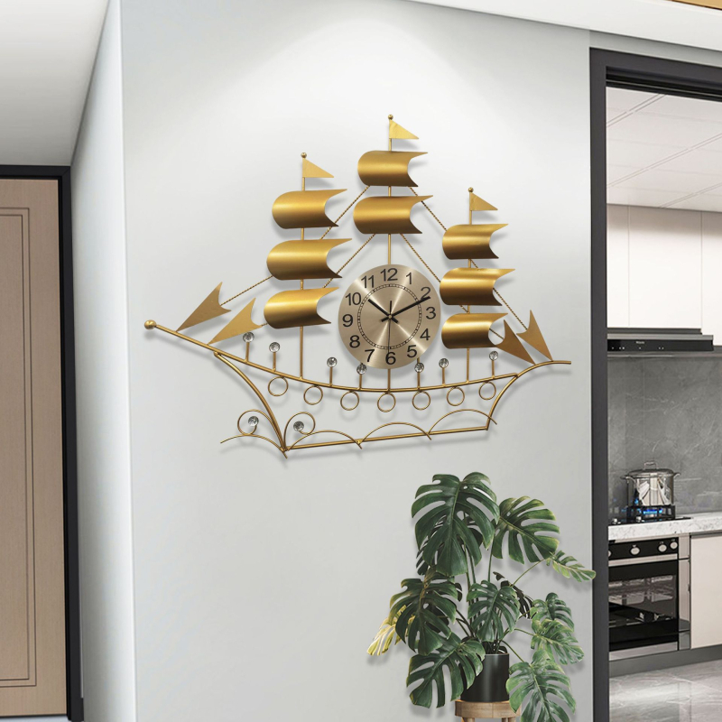 Стенен часовник, китайски стил, батерийно захранване, механично движение, метална кутия, покрито стъкло огледало