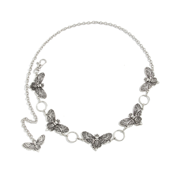 Унисекс поясна верижка за тяло с moth pendant, сплав, еднолентов дизайн, дължина 115/120/125 cm, всесезонен стил, издаване Есен 2025
