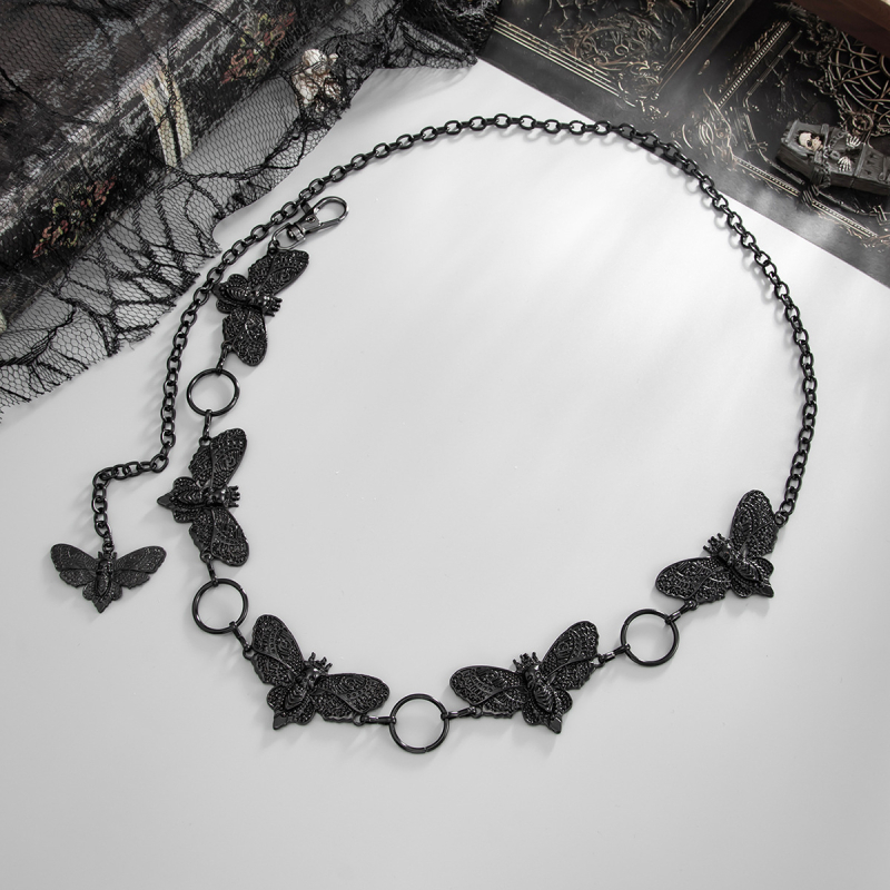 Унисекс поясна верижка за тяло с moth pendant, сплав, еднолентов дизайн, дължина 115/120/125 cm, всесезонен стил, издаване Есен 2025