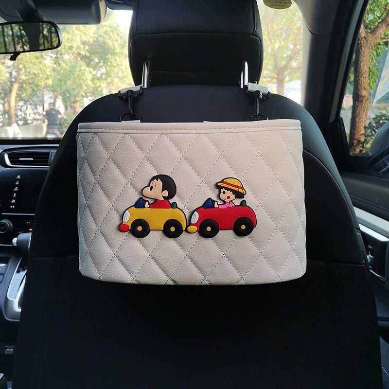 Кожена кутия за седалката на автомобила - водоустойчива, монтаж с окачване, универсално съвместима, възможност за печат на лого