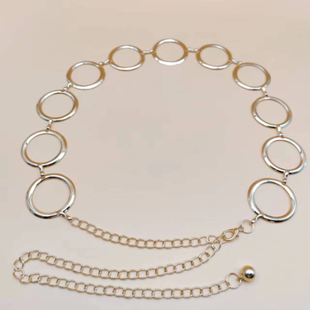 Талийна верижка от метал с един кръг, дължина 115 см, ширина 2,5 см, универсален стил.