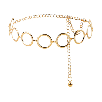 Талийна верижка от метал с един кръг, дължина 115 см, ширина 2,5 см, универсален стил.