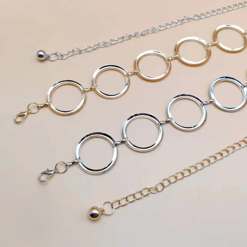 Талийна верижка от метал с един кръг, дължина 115 см, ширина 2,5 см, универсален стил.