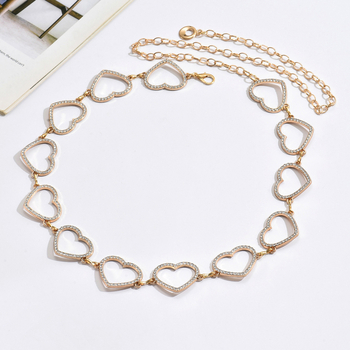 Kovová pásová reťaz so srdcovým príveskom, sladký štýl, s jednou slučkou, dĺžka pod 60 cm