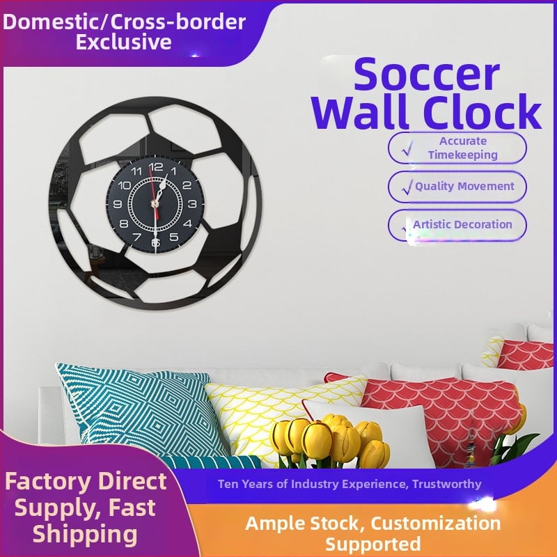 Стенно часовник Карикатурен футбол, Акрил, Аналогов показател с LED дисплей, Плавно движение Seiko 6168s, Световно време