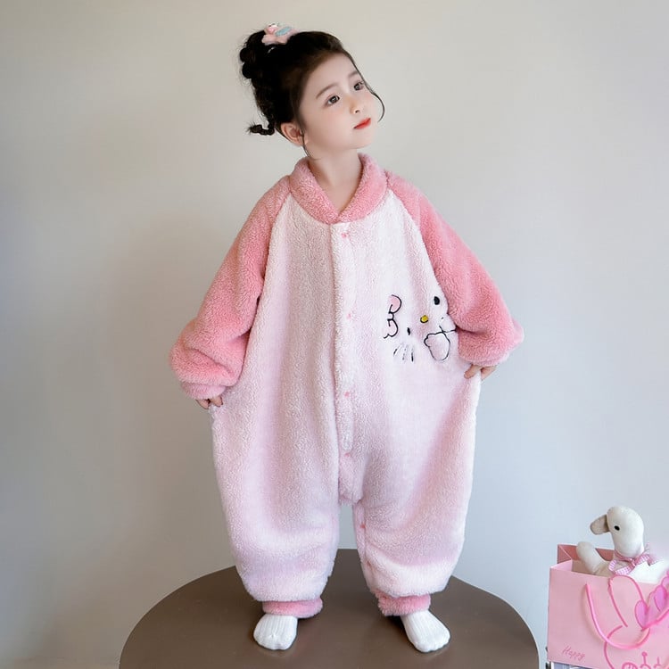 Детски зимни пижами за момичета: фланел, коралов флийс, удебелени, 60% полиестер; за деца 3–8 г (100–140 см)