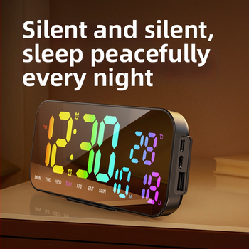 Stolný budík s LED displejom, alarm, kalendár, teplomer a USB napájanie