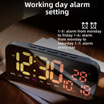 Stolný budík s LED displejom, alarm, kalendár, teplomer a USB napájanie