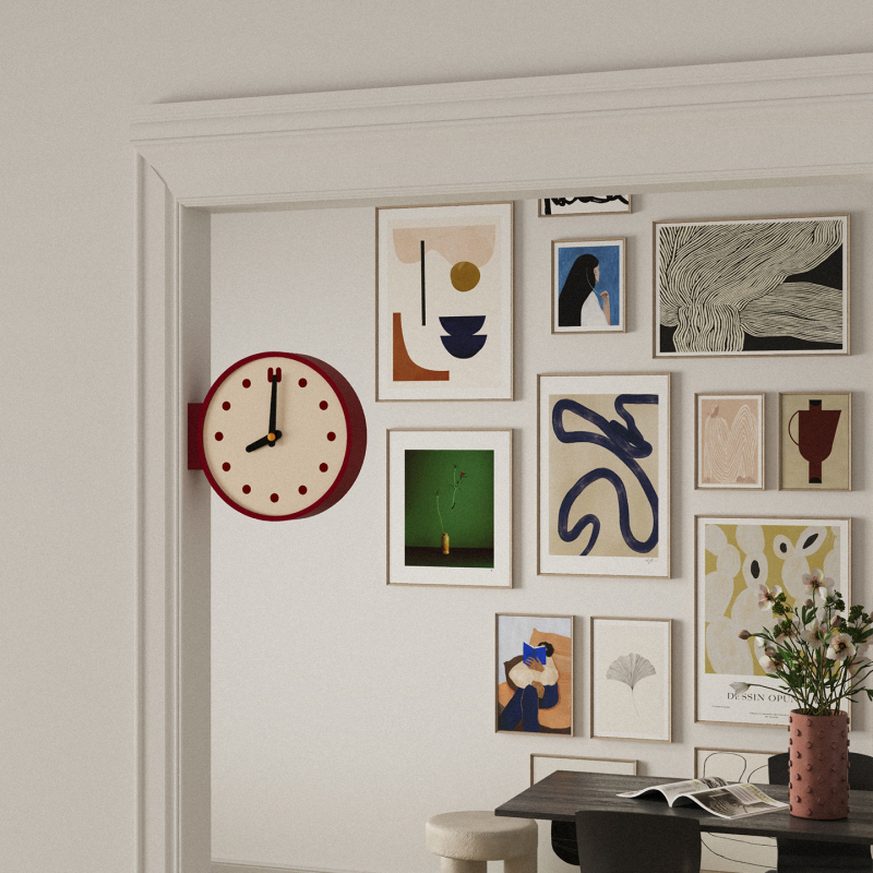 Nothing двустранен стенен часовник – кварцов ход, движение Sun, циферблат акрил, захранван с батерия, за дневна и кабинет