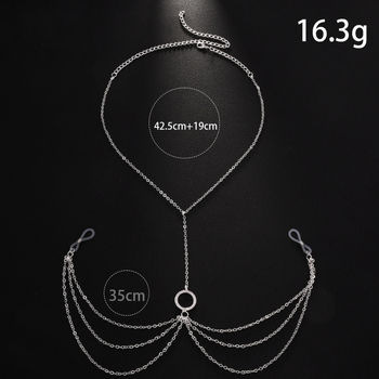 Гръдна верига за тяло с геометричен дизайн, кристали и вградени свободни камъни, диамантена обработка