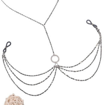 Гръдна верига за тяло с геометричен дизайн, кристали и вградени свободни камъни, диамантена обработка