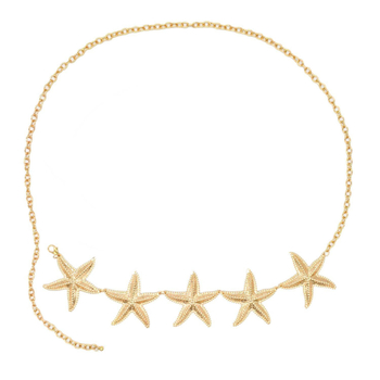 Богемска метална талия верига с висулка морска звезда, дължина 80-100 см, еднолентов колан, за дами