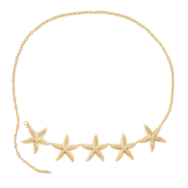 Богемска метална талия верига с висулка морска звезда, дължина 80-100 см, еднолентов колан, за дами