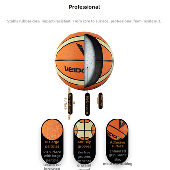 Tréningová basketbalová lopta zo superjemných vlákien, VEIDOORN/Weidong, vhodná pre deti, vonkajšie použitie, s logom OK