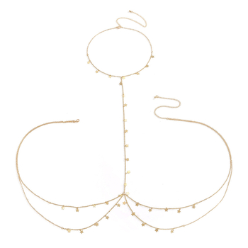 Elektroplatni lanac za prsa i tijelo od legure, s dizajnom zvijezde i resicama