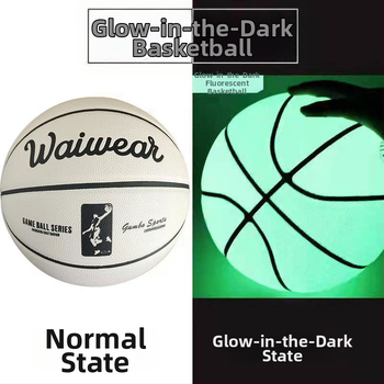 PU basketbalová lopta so svetlou fluoreskenciou a reflexnou úpravou, s jemnou koženou textúrou — pre dospelých a študentov